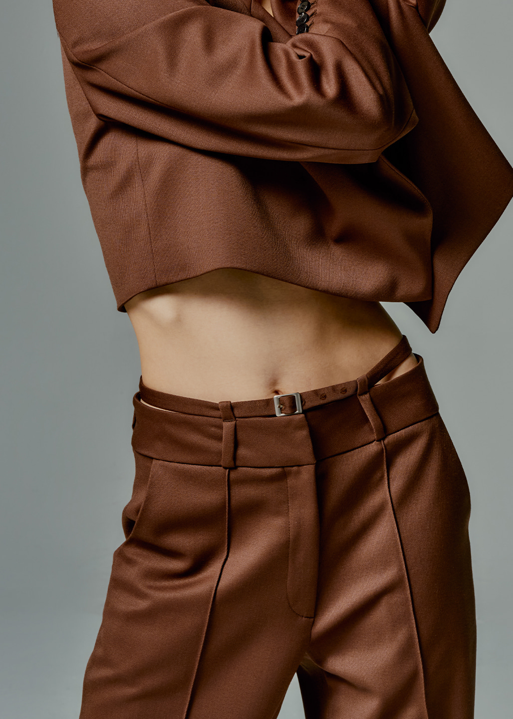 FW21 WIDE BELTED PANTS - ALMOND CAP
