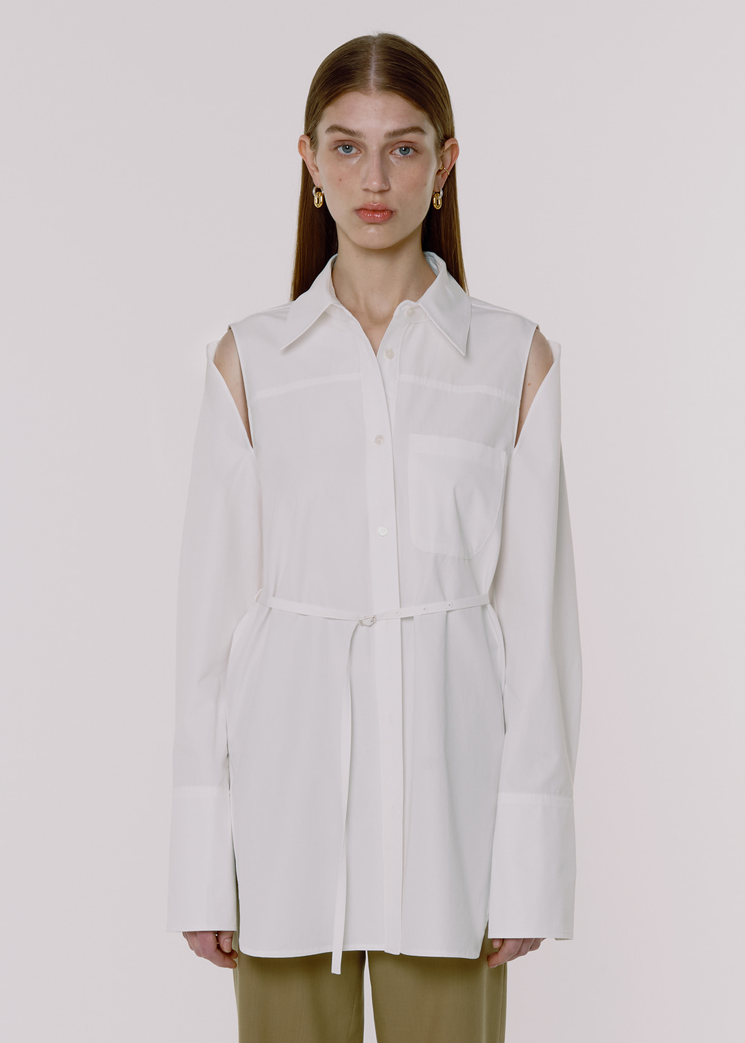 SS22 CUT OUT OVER SHIRT - CHALK WHITE